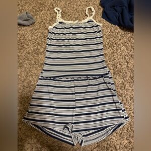 Striped Navy and White Romper